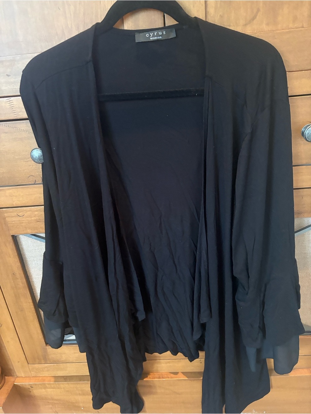 Cyrus Black Open-Front Draped Women's Cardigan